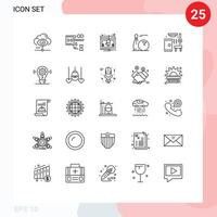 25 User Interface Line Pack of modern Signs and Symbols of hot play web pins ball Editable Vector Design Elements