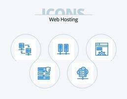 Web Hosting Blue Icon Pack 5 Icon Design. web brower. server. server hosting. data. data vector