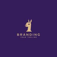 Minimal Liama Head Logo Design Template vector