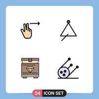 4 iconos creativos signos y símbolos modernos de dedos cofre audio sonido ciencia elementos de diseño vectorial editables vector