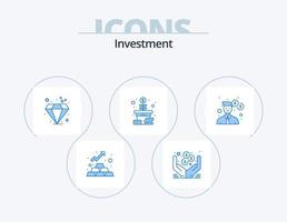 Investment Blue Icon Pack 5 Icon Design. office. business. diamond. coins. money vector