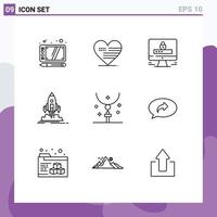 Modern Set of 9 Outlines and symbols such as easter publish internet startup mission Editable Vector Design Elements