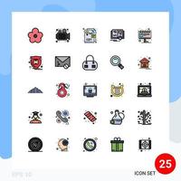 conjunto de 25 iconos de interfaz de usuario modernos signos de símbolos para elementos de diseño de vector editables de libro de conocimiento de película de ratón de cartelera