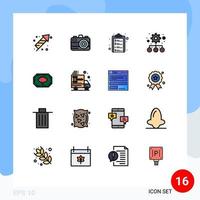 16 Flat Color Filled Line concept for Websites Mobile and Apps bangla bangladesh label check list settings hierarchy Editable Creative Vector Design Elements