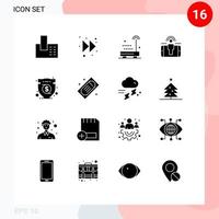 Editable Vector Line Pack of 16 Simple Solid Glyphs of investment business radio marketing user Editable Vector Design Elements