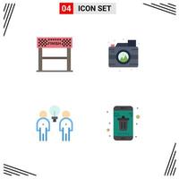 Modern Set of 4 Flat Icons and symbols such as finish brainstorm race process people Editable Vector Design Elements