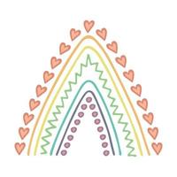 ilustración de un solo garabato de arco iris. clipart dibujado a mano para tarjeta, diseño vector