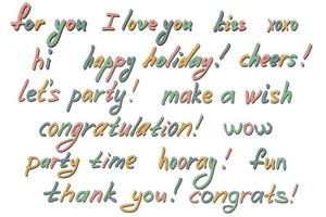 Hand drawn colorful lettering. Cute celebrate doodle. Holiday clipart vector