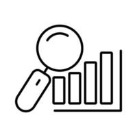 Chart icon illustration with search. suitable for analyst icon. icon related to project management. line icon style. Simple vector design editable