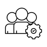 People icon illustration with gear. suitable for development icon. icon related to project management. line icon style. Simple vector design editable