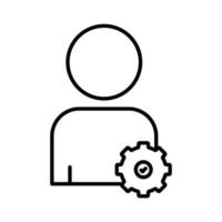 People icon illustration with gear. suitable for development icon. icon related to project management. line icon style. Simple vector design editable