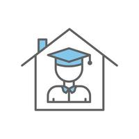 Student icon illustration with house. suitable for student home icon. icon related to education. Two tone icon style. Simple vector design editable
