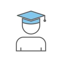 Student icon illustration with graduation cap. icon related to education. Two tone icon style. Simple vector design editable