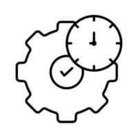 Gear icon illustration with clock. suitable for project time icon. icon related to project management. line icon style. Simple vector design editable