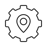 Gear icon illustration with map. suitable for project location icon. icon related to project management. line icon style. Simple vector design editable