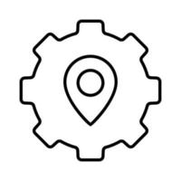 Gear icon illustration with map. suitable for project location icon. icon related to project management. line icon style. Simple vector design editable