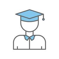 Female student icon illustration with graduation cap. icon related to education. Two tone icon style. Simple vector design editable