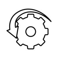 Gear icon illustration with arrow. suitable for project return icon. icon related to project management. line icon style. Simple vector design editable