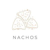 logotipo de arte de línea simple de nachos o chips de tortilla vector