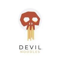 Logo Illustration of a Red Skull Eating Spicy Noodles vector