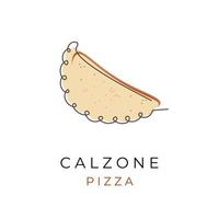 logotipo de calzone de pizza de arte lineal único simple vector