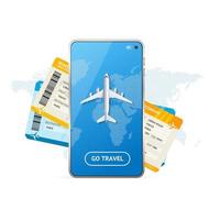 Realistic Detailed 3d Mobile Phone with Travel App. Vector