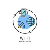 Airport Thin Line Icon Wireless Internet Zone Concept . Vector