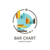 diagramas concepto de gráfico de barras de icono de línea delgada. vector