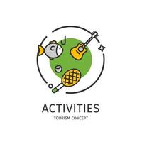 Tourism Thin Line Icon Activities  Concept. Vector