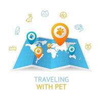 Traveling with Different Pet Concept. Vector