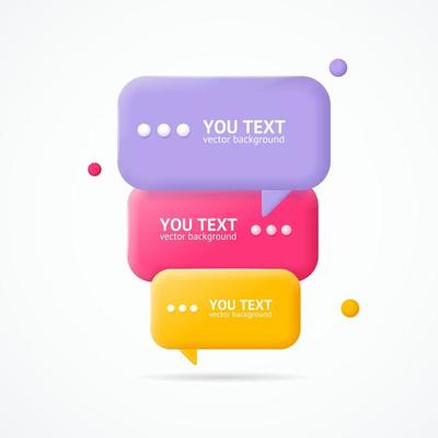 3d Speech Bubbles Banner Card Ad Plasticine Cartoon Style. Vector