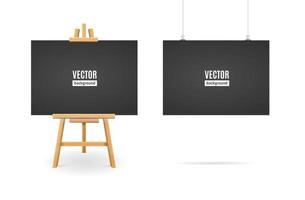 Realistic Detailed 3d Black Paper Blank Set. Vector