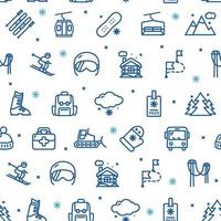 Ski Resort Sign Thin Line Sign Seamless Pattern Background. Vector