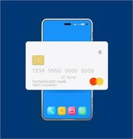 Realistic Detailed 3d Online Payment Card. Vector