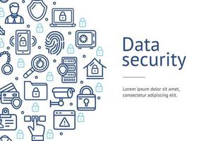 Data Security Concept Ad Flyer Banner Poster Card. Vector