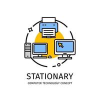 Computer Technology Thin Line Icon Concept. Vector