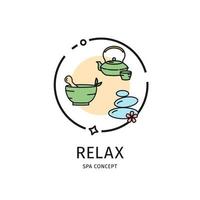 Spa Relax Thin Line Icon Concept. Vector