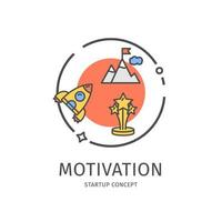 Startup Motivation Thin Line Icon Concept. Vector