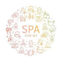 concepto de icono de línea delgada de plantilla de diseño redondo de spa. vector