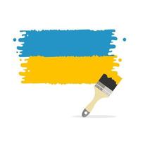 Cartoon Color Ukraine Flag Paint Brush Concept. Vector