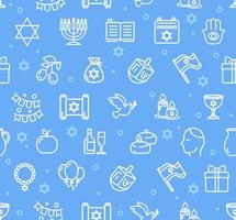 Israel Hanukkah Sign Thin Line Seamless Pattern Background. Vector