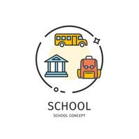 School Thin Line Icon Concept. Vector