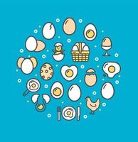 Egg Sign Round Design Template Color Thin Line Icon Banner. Vector