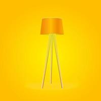 Realistic Detailed 3d Vintage Floor Lamp Illuminated with Wooden Tripod Standing. Vector