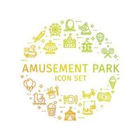 Amusement Park Round Design Template Thin Line Icon Concept. Vector