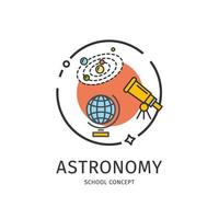 icono de línea delgada de la escuela concepto de astronomía. vector