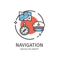 Nautical Sea Thin Line Icon Navigation  Concept. Vector