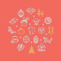 China Signs Round Design Template Thin Line Icon Concept. Vector