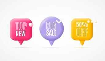 3d Different Sale Label Set Cartoon Style. Vector