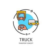 Transport Truck Thin Line Icon Concept. Vector